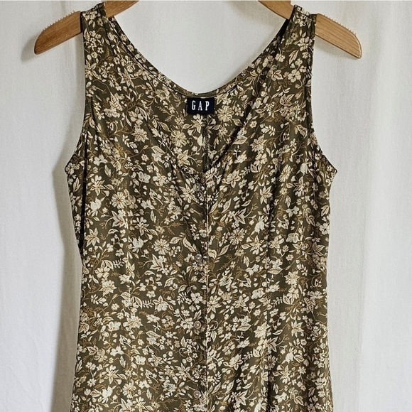GAP Green Floral Sleeveless Midi Dress - Picture 9 of 16